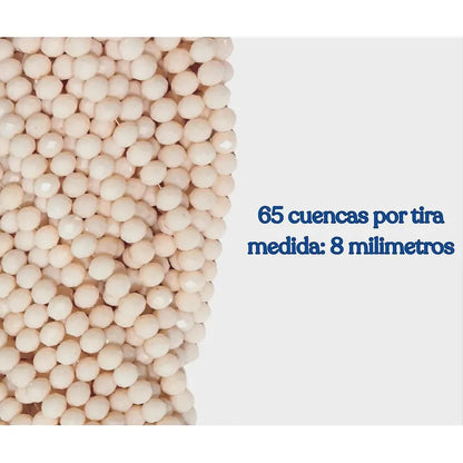5 Tiras Cristal Checo Facetado 8mm Abalorio Bisutería 325pcs Crema