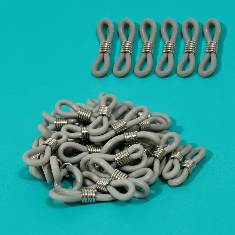 100 Pzas  Goma Liga Extremo Gafas Trabilla Correa Cadena Gris