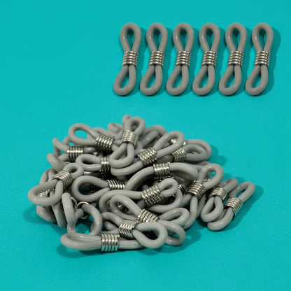 100 Pzas  Goma Liga Extremo Gafas Trabilla Correa Cadena Gris