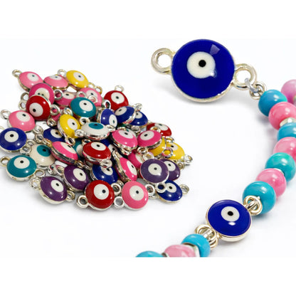 40 Piezas Dijes Conectores Ojo Turco Multicolor Bisutería Surtido