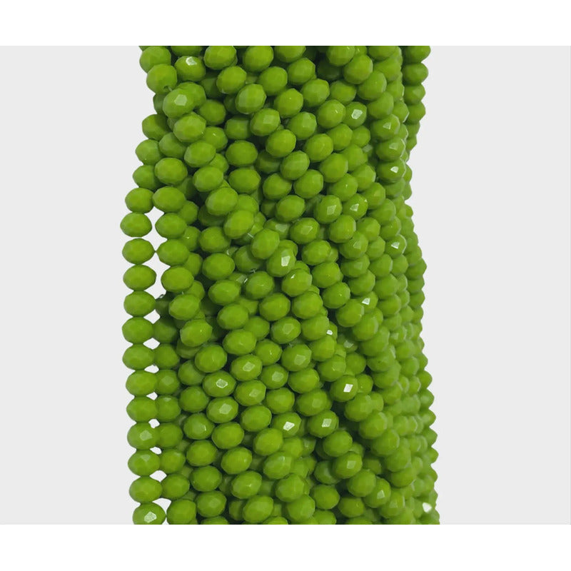 5 Tiras Cristal Checo Facetado 8mm Abalorio Bisutería 325pcs Verde Chícharo