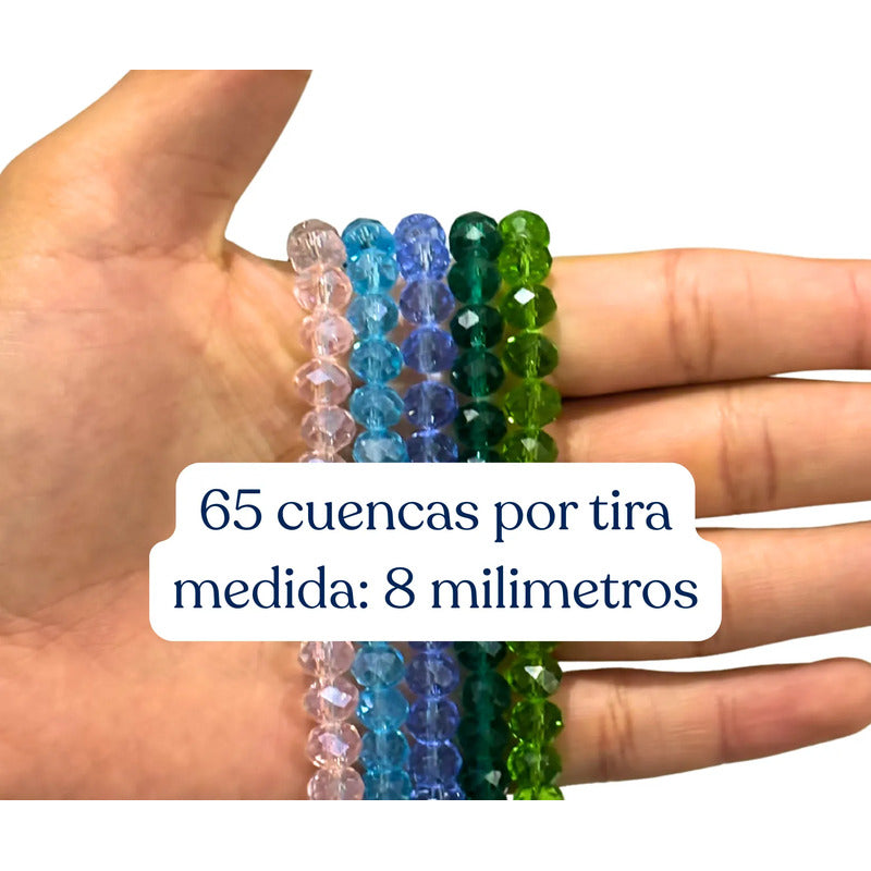 5 Tiras Cristal Checo Facetado 8mm Abalorio Bisutería 325pcs