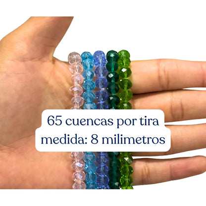 5 Tiras Cristal Checo Facetado 8mm Abalorio Bisutería 325pcs