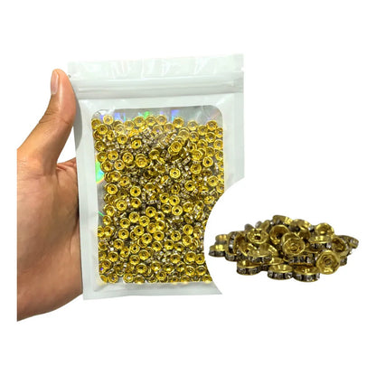 1000 Piezas Abalorio Rondel Separador Incrustación Bisutería Dorado 6 Mm