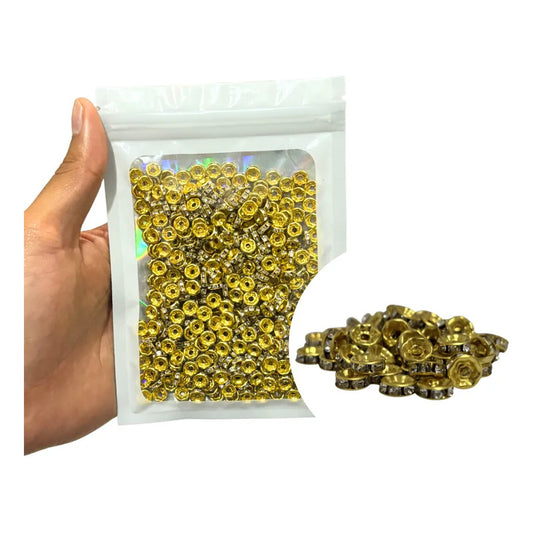 1000 Piezas Abalorio Rondel Separador Incrustación Bisutería Dorado 6 Mm