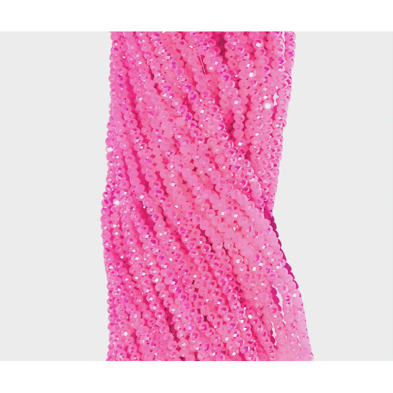 5 Tiras Cristal Checo Facetado 4mm Abalorio Bisutería 600pcs Rosa Perlado