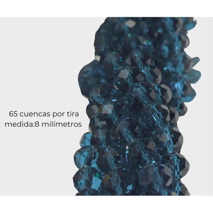 5 Tiras Cristal Checo Facetado 8mm Abalorio Bisutería 325pcs Azul Petróleo
