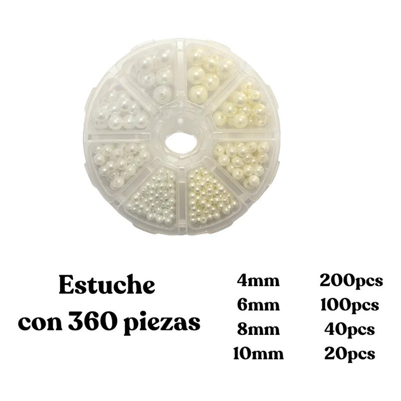 Set Perla Sintética Con Orificio Cuentas Acrílica Abalorio 380 Pcs