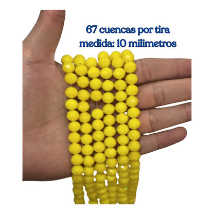 3tiras Cristal Checo Facetado 10mm Abalorio Bisutería 200pcs Amarillo