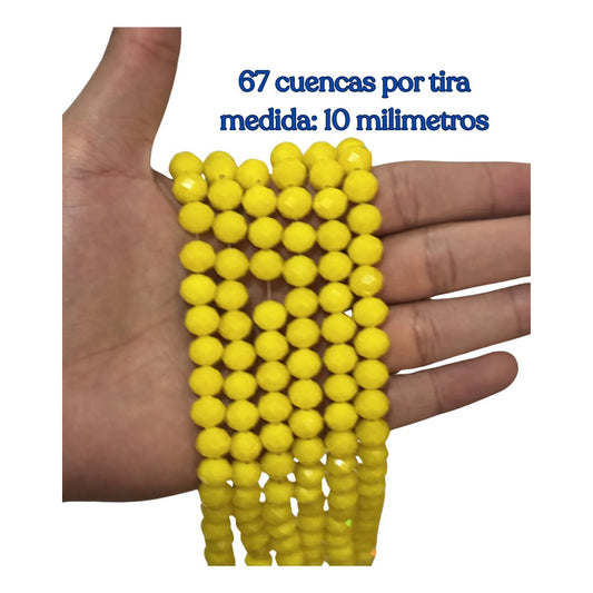 3tiras Cristal Checo Facetado 10mm Abalorio Bisutería 200pcs Amarillo