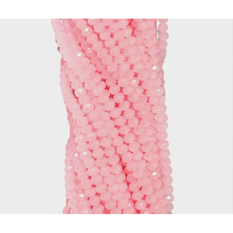 5 Tiras Cristal Checo Facetado 3mm Abalorio Bisutería 650pcs Rosa Pastel