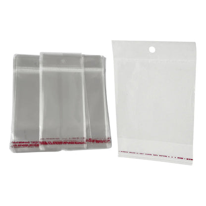 100 Unidades Bolsa Celofán 11x17cm Con Adhesivo Y Orificio Transparente 11x17cm