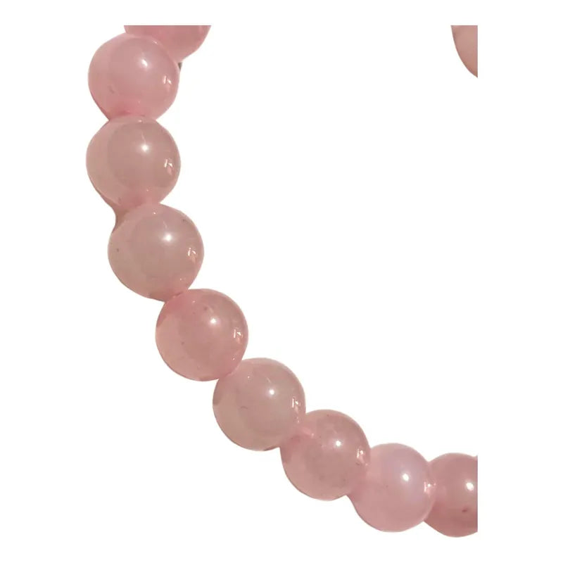 Pulsera De Cuarzo Rosa Tallado 8mm Amor Protección Rosa 12 Cm