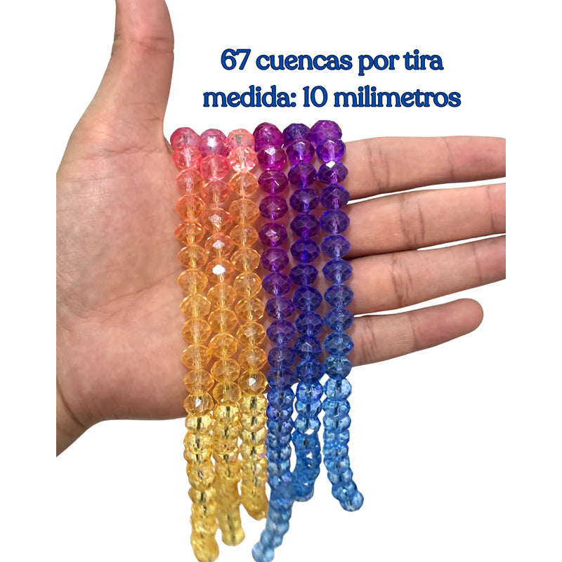 3tiras Cristal Checo Facetado 10mm Abalorio Bisutería 200pcs Multicolor