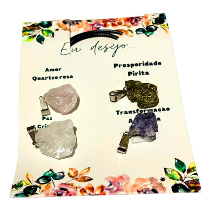 Kit 5 Pcs Dije Cuarzo Piedra Natural Colgante Hacer Collares Mixto