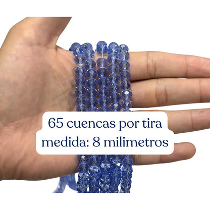 5 Tiras Cristal Checo Facetado 8mm Abalorio Bisutería 325pcs