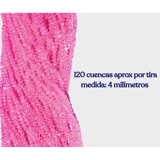 5 Tiras Cristal Checo Facetado 4mm Abalorio Bisutería 600pcs Rosa Perlado