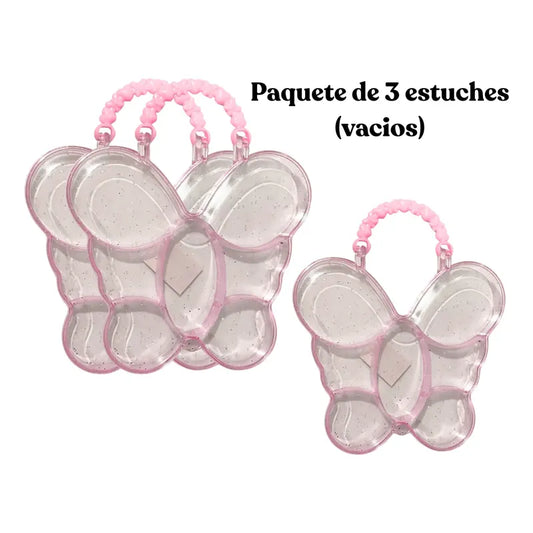 3 Piezas Alhajero Mariposa Rosa Organizador Cuencas Mariposa Rosa