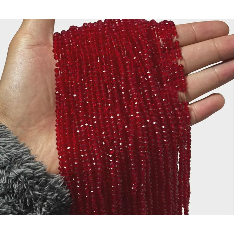 5 Tiras Cristal Checo Facetado 3mm Abalorio Bisutería 650pcs Rojo Transparente