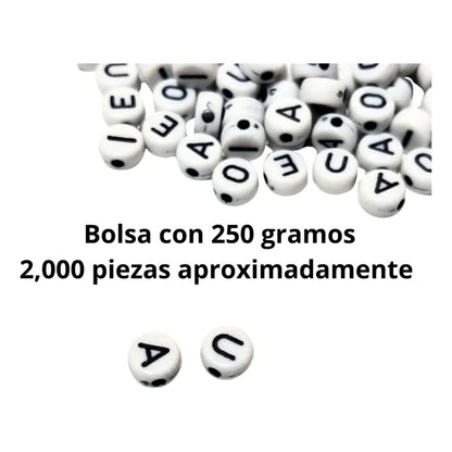 2,000 Pzs Luneta Abecedario Letra Acrílica Pulsera Bisutería Abecedario