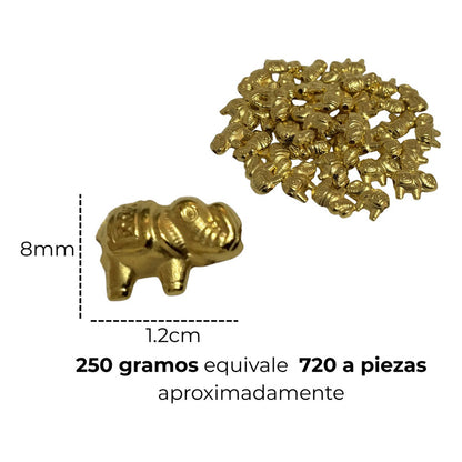 250 Grmos Abalorio Separador Acrílico Cuenca Bisutería Elefante Dorado