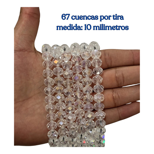 3tiras Cristal Checo Facetado 10mm Abalorio Bisutería 200pcs Transparente Tornasol