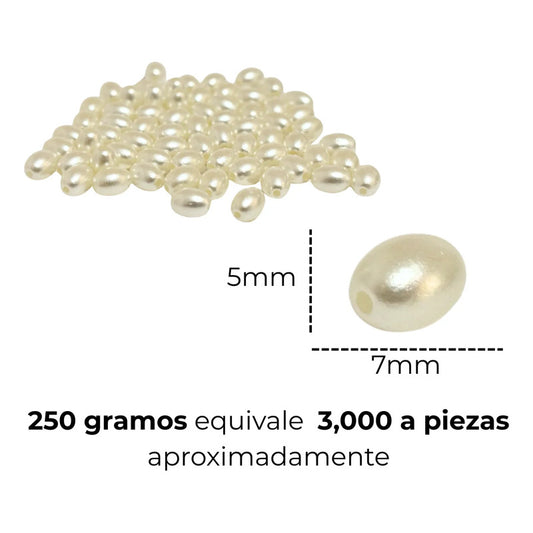 250 Grmos Abalorio Separador Acrílico Cuenca Bisutería Perla Ovalada 6mm