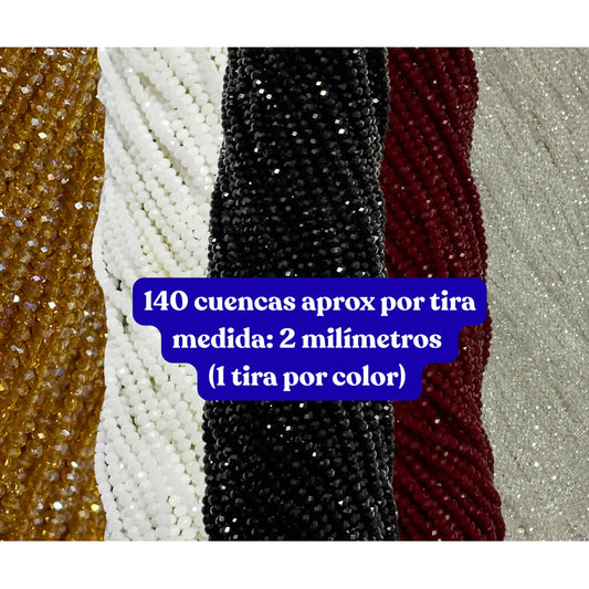 5 Tiras Cristal Checo Facetado 2mm Abalorio Bisutería 700pcs