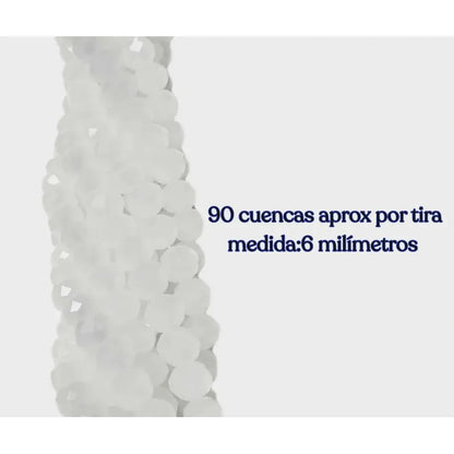 5 Tiras Cristal Checo Facetado 6mm Abalorio Bisutería 450pcs Blanco Hielo