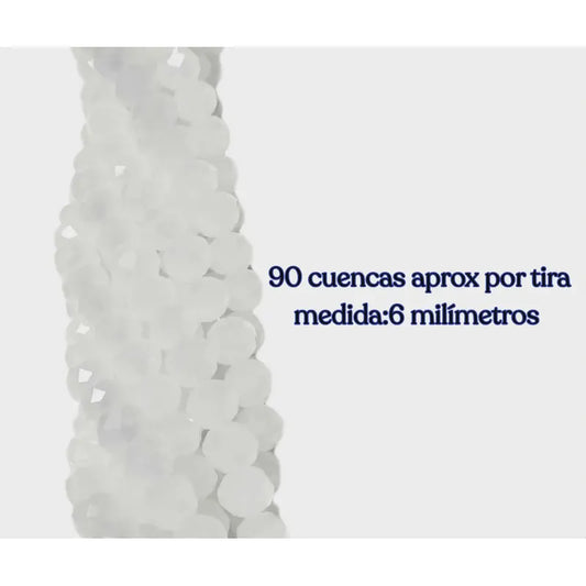 5 Tiras Cristal Checo Facetado 6mm Abalorio Bisutería 450pcs Blanco Hielo