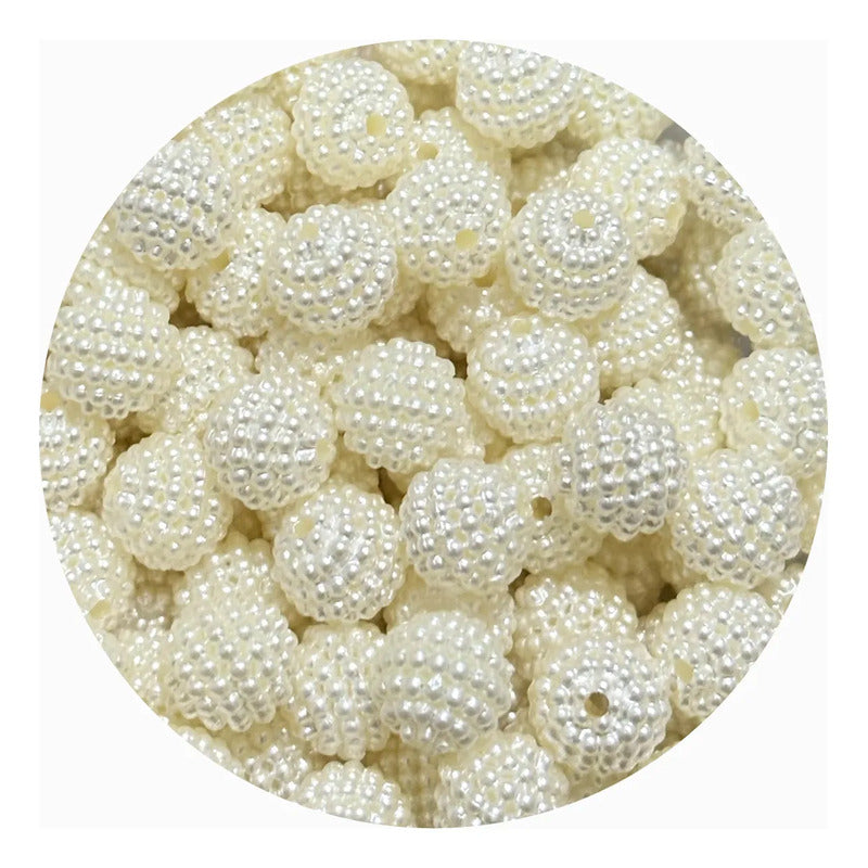 50grms Perla Granulada Abalorio Acrilico Separador Bisuteria Beige 1.4 Cm
