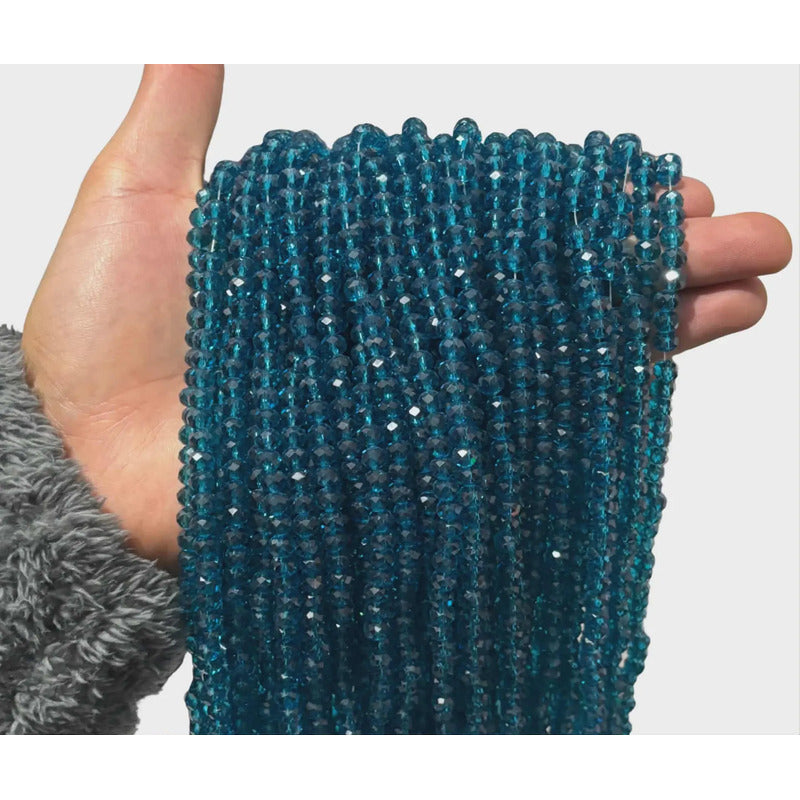 5 Tiras Cristal Checo Facetado 6mm Abalorio Bisutería 450pcs Azul Petróleo Tornasol
