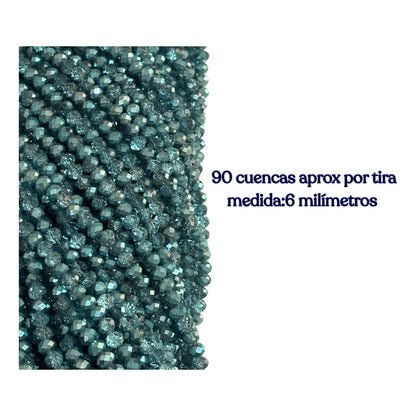 5 Tiras Cristal Checo Facetado 6mm Abalorio Bisutería 450pcs