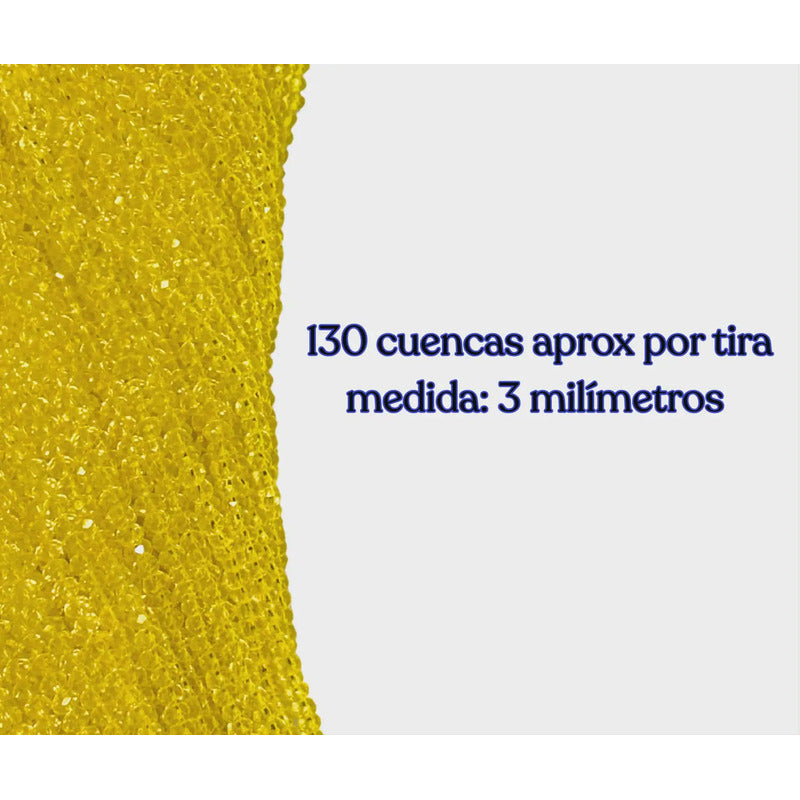 5 Tiras Cristal Checo Facetado 3mm Abalorio Bisutería 650pcs Amarillo Transparente