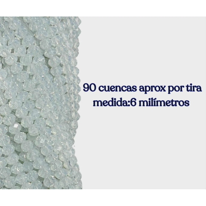 5 Tiras Cristal Checo Facetado 6mm Abalorio Bisutería 450pcs Piedra Luna
