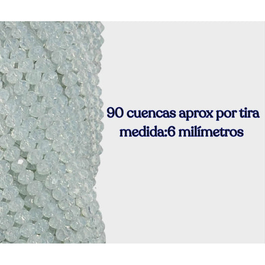 5 Tiras Cristal Checo Facetado 6mm Abalorio Bisutería 450pcs Piedra Luna