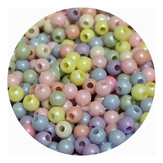50grms Bola Lisa Color Abalorio Acrilico Separador Bisuteria Mix 6 Mm
