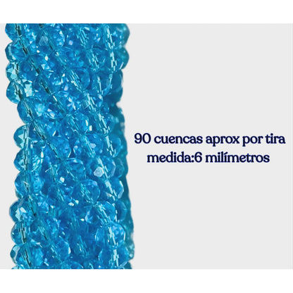 5 Tiras Cristal Checo Facetado 6mm Abalorio Bisutería 450pcs