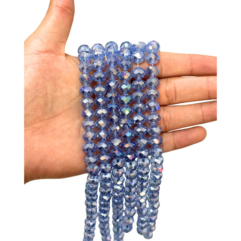 3tiras Cristal Checo Facetado 10mm Abalorio Bisutería 200pcs Azul Con Tornasol
